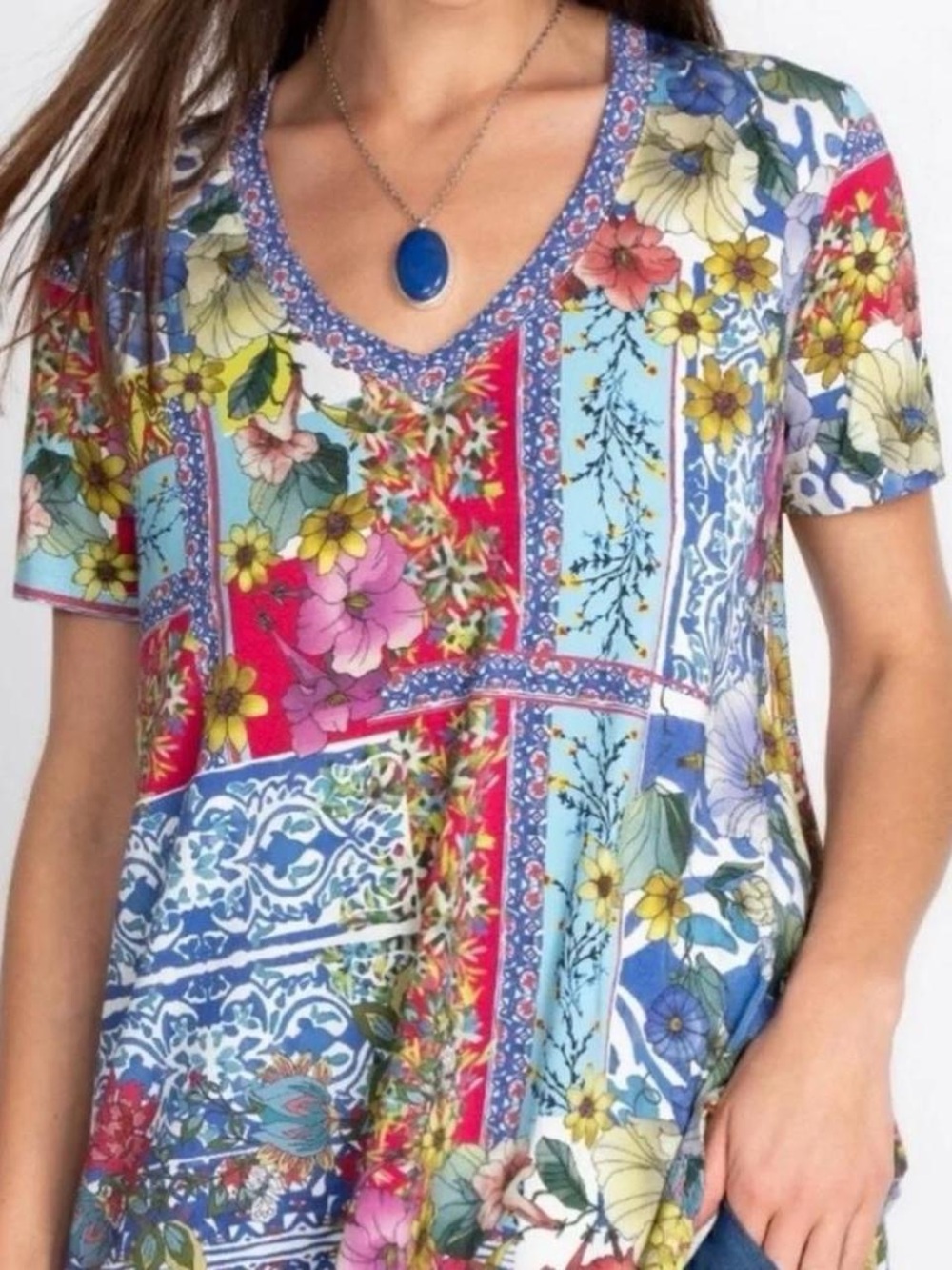 Johnny Was Janie Favorite Short Sleeve
V-Neck Swing Tee